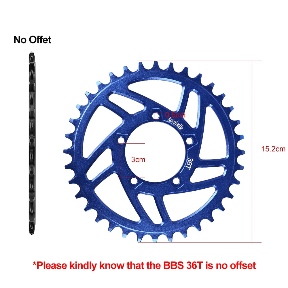 Chainring Sprocket 36T For Bafang BBS01BBS01B BBS02 BBS02B BBSHD Mid Drive Motor Electric Bike Replacement Chainwheel Protector