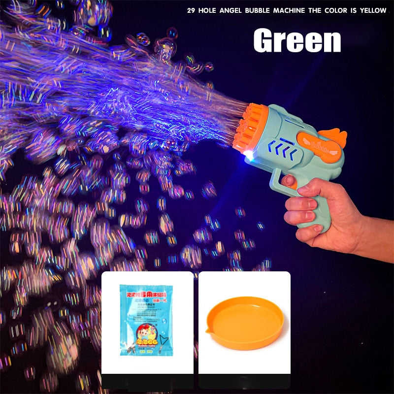 Bubble Guns LED Light Electric Automatic Magic Soap Rocket Bubbles Machine Children Outdoor Toys Wedding Party Kids Pompero Toy