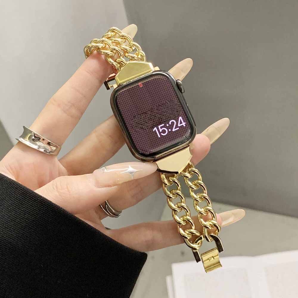 Stainless Steel Women Bracelet For Apple Watch 8 7 41mm 45mm Band 6 5 4 3 se 38 40mm Chain Strap For iWatch Ultra 49mm 42mm 44mm