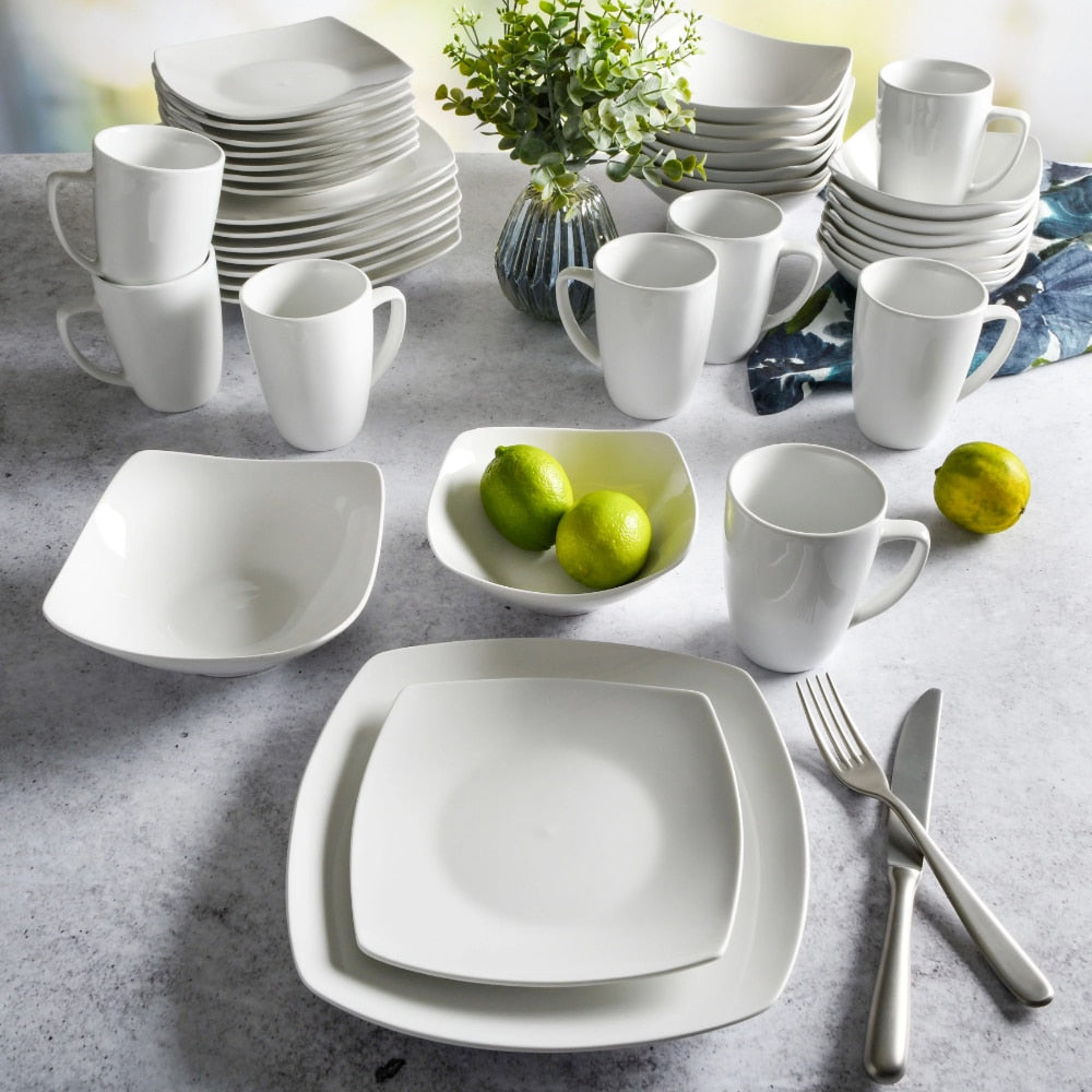 Plate Sets Home Everyday Square Expanded 40-Piece Dinnerware Set