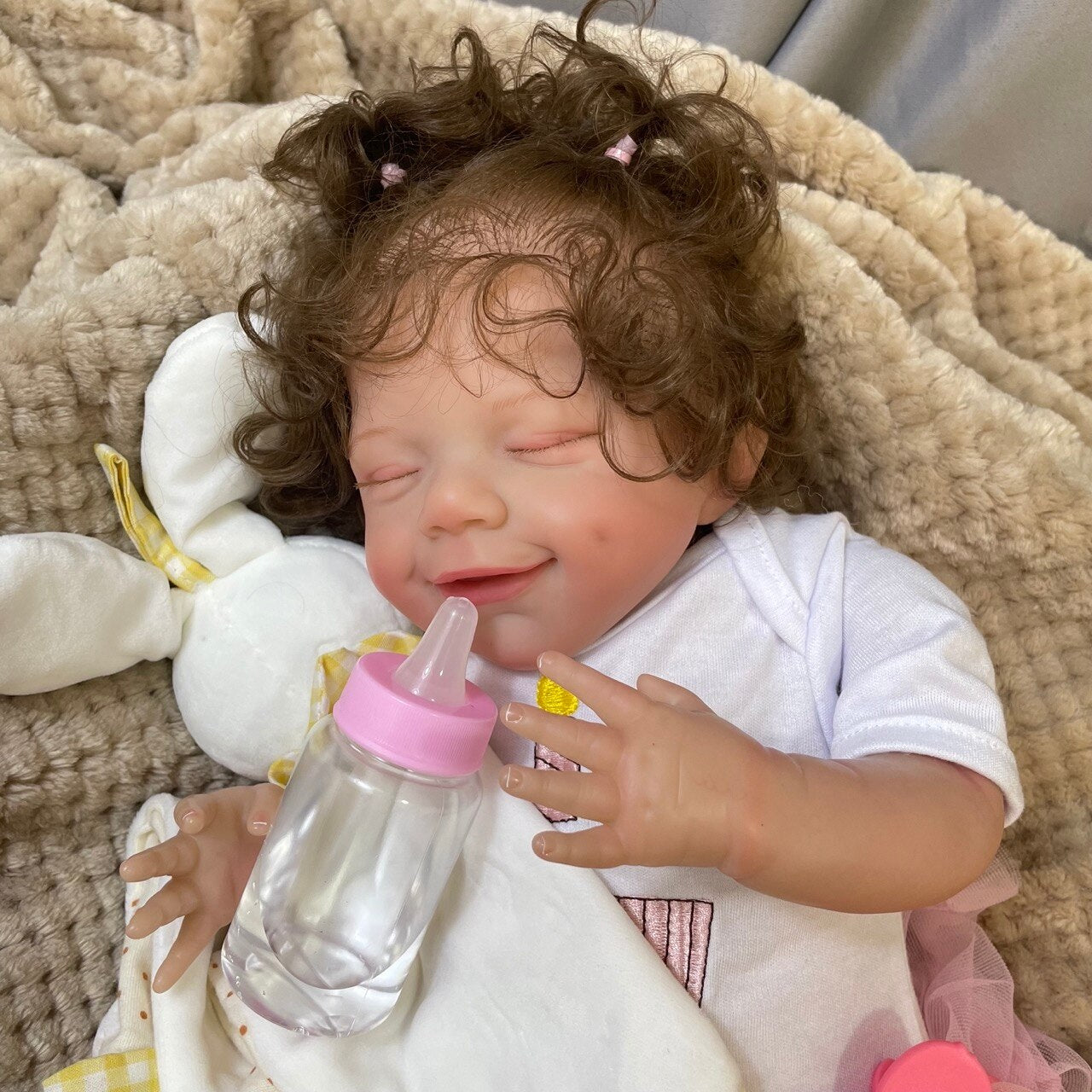 50CM Already Finished Reborn Baby Dolls April Smile Girl Washable Full Vinyl Body or Soft Cloth Body 3D Painted Realistic Doll