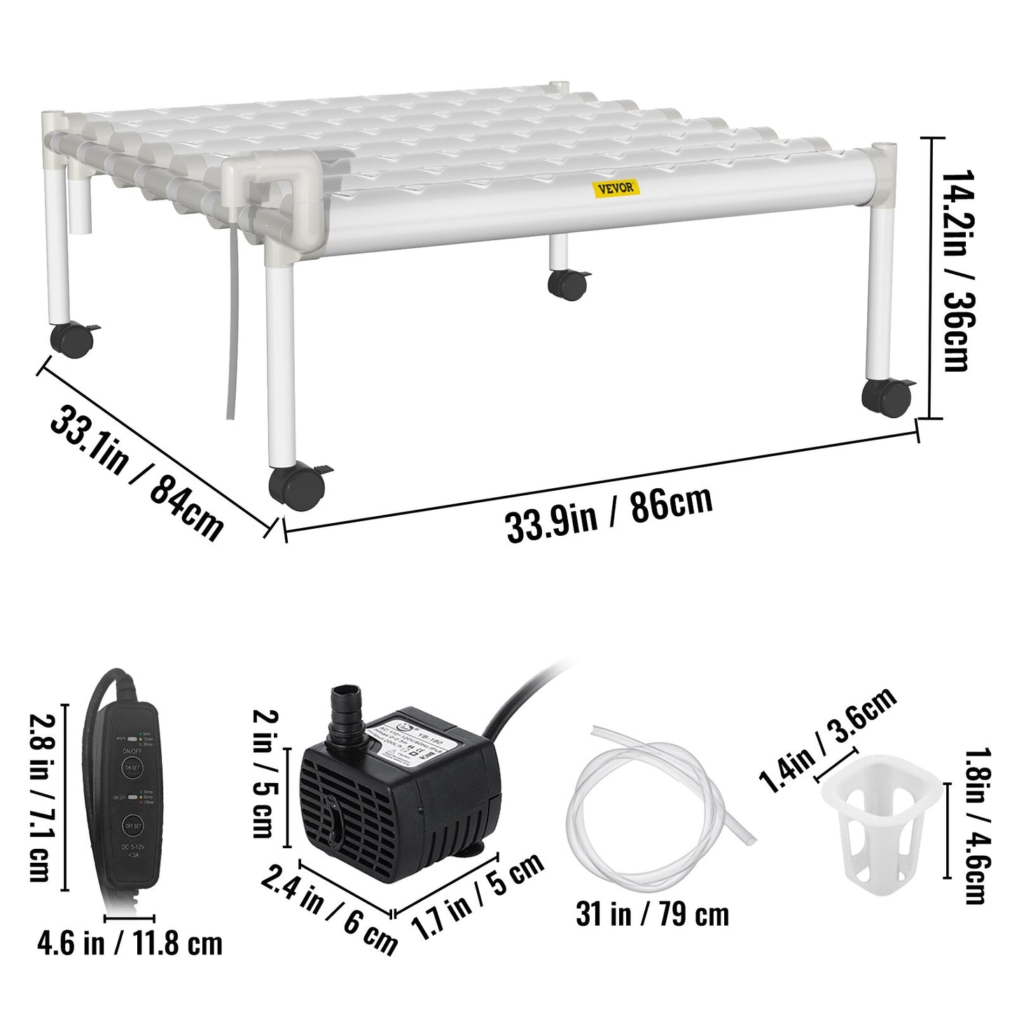 VEVOR Hydroponic Grow Kit Hydroponics System 36/54/72/90/108 Sites 1/2/3/4 Layers 4/6/8/10/12 Pipes Vegetables Lawn &amp; Garden