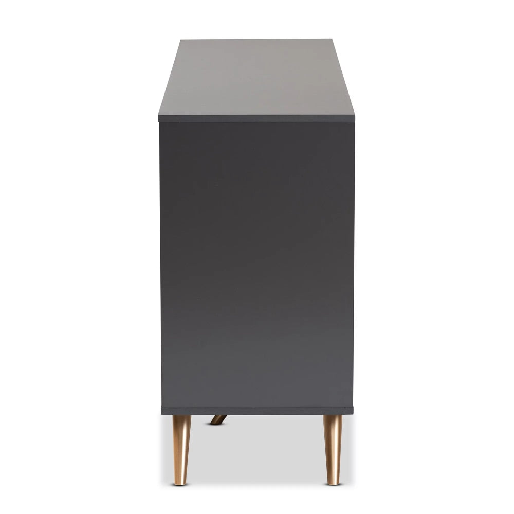 Kelson Modern and Contemporary Dark Grey and Gold Finished Wood 2-Door Sideboard Buffet