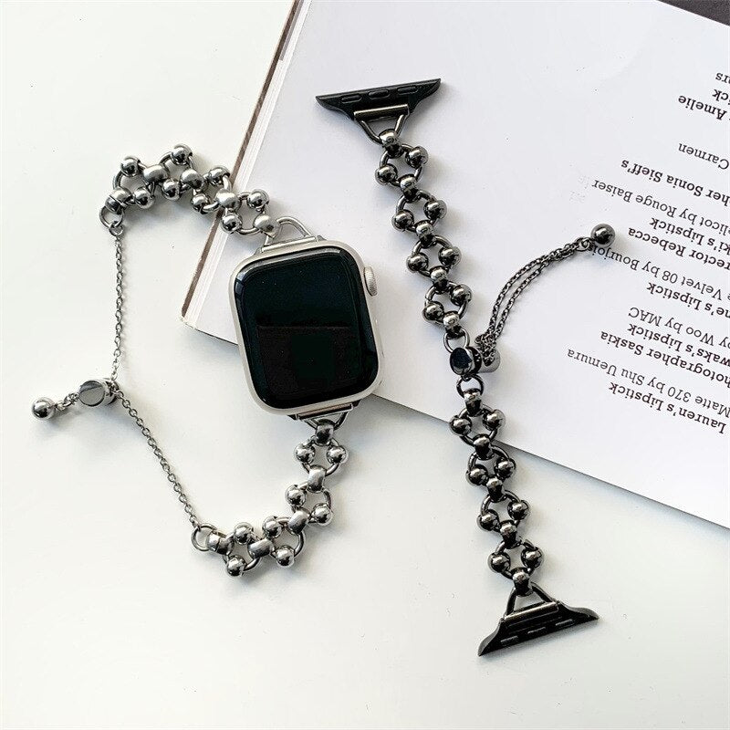 Stainless Steel Bracelet For Apple Watch Ultra 49mm Strap 8 7 41 45mm 38 44mm 42 40MM Women Chain Band For iWatch 8 7 6 3 4 5 se