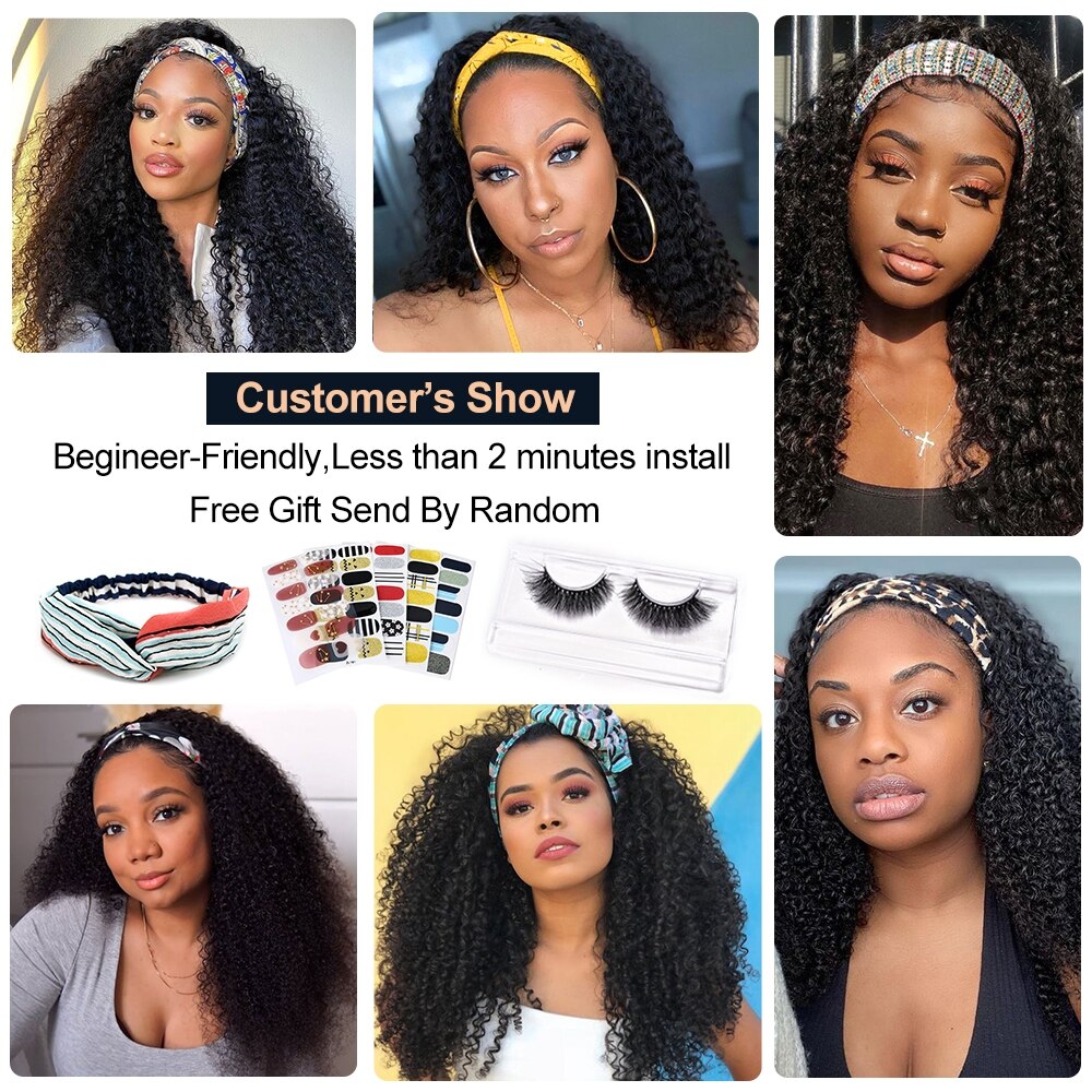 Kinky Curly Half Wig 12&quot;-26inch Long Human Hair Wig For Black Women Nadula Kinky Curly Headband Wig Affordable Natural Hair Wig