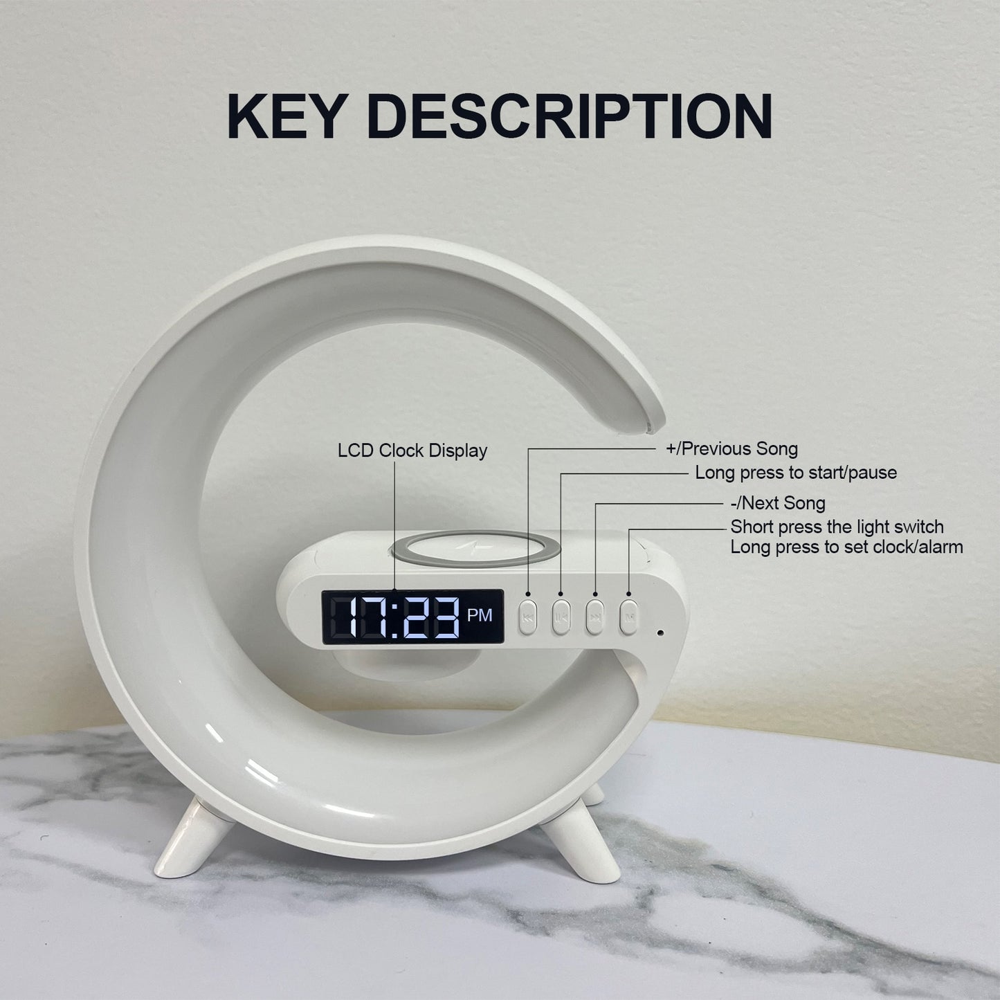 Alarm Clock Speaker Bluetooth 15W Wireless Charger Subfoofer Music Home Decor G Styling Smart Lamps Gifts for Girl Friend Child