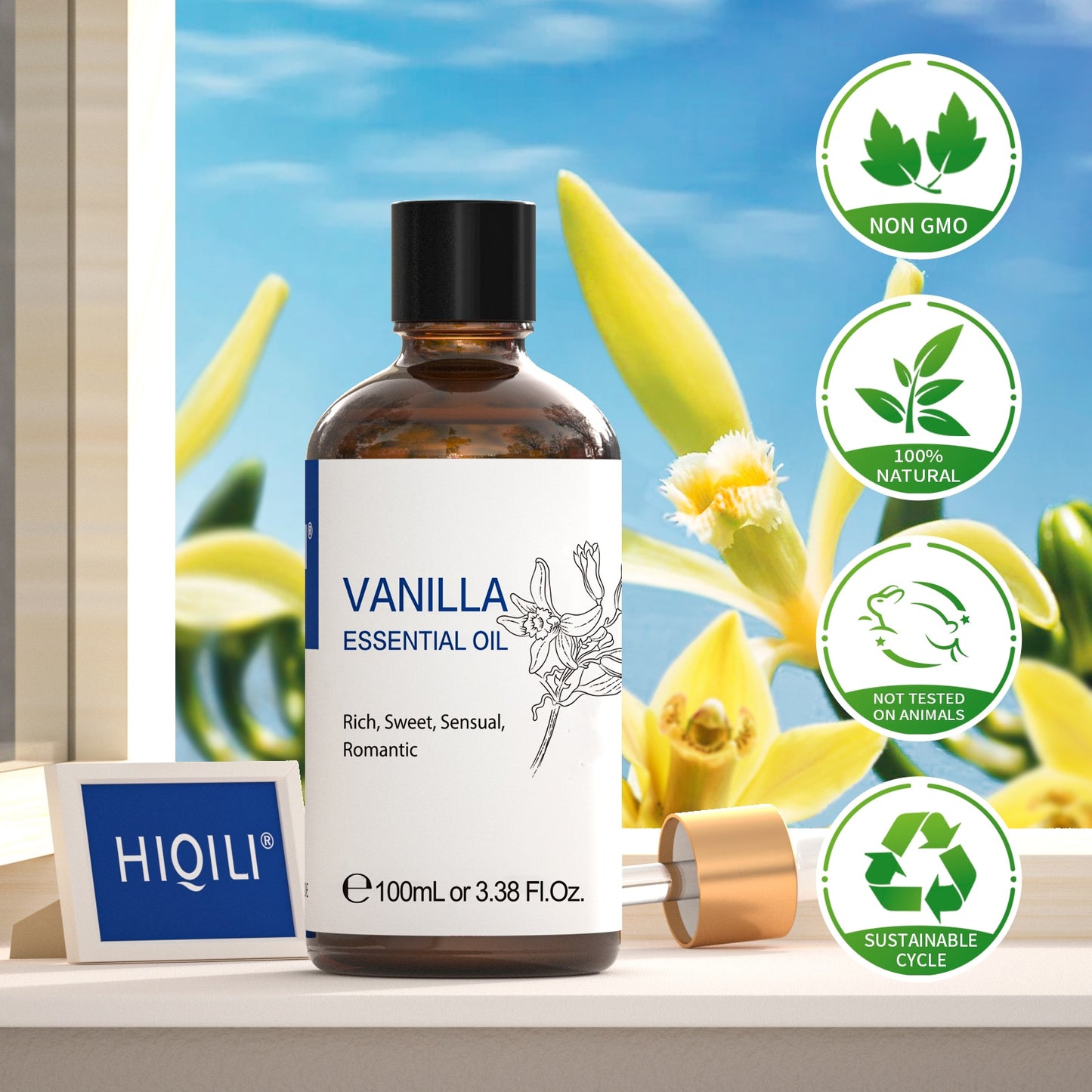 HIQILI 100ML Vanilla Essential Oils for Diffuser Humidifier Massage Aromatherapy Aromatic Oil for Candle/Soap Making Hair Care