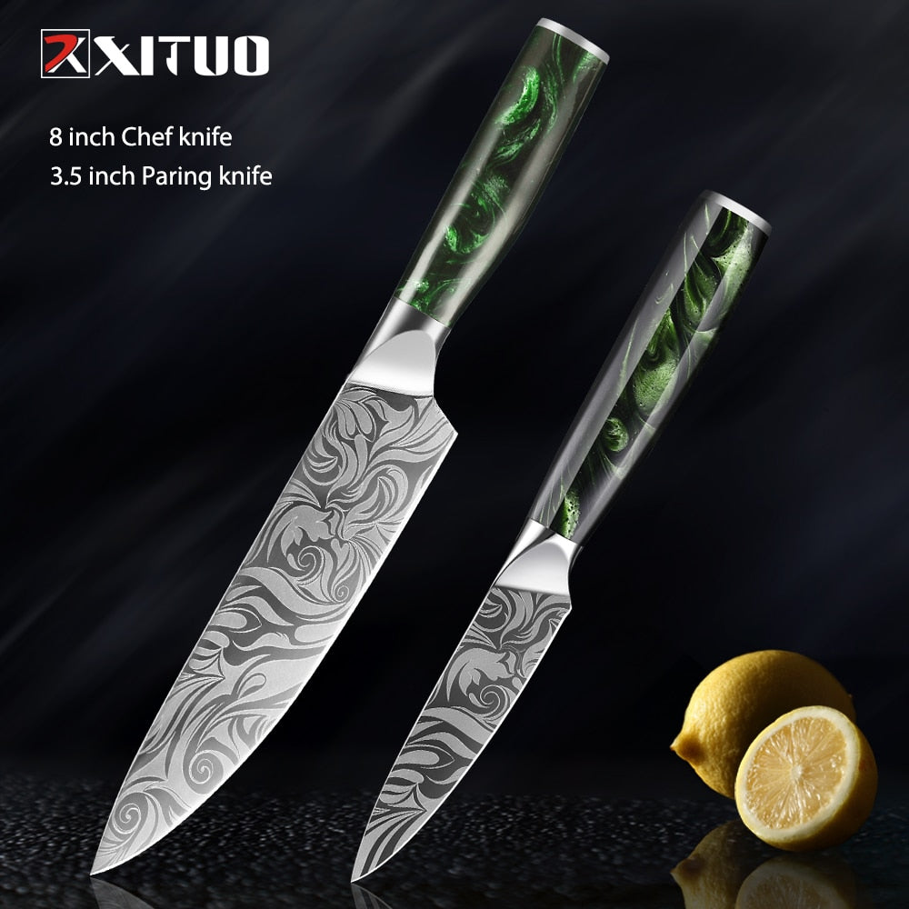 XITUO 1-8pc Kitchen knife Set Stainless Steel Pro Chef Knives Ultra Sharp Santoku Nakiri Bread Cleaver Boning Knife Cooking Tool