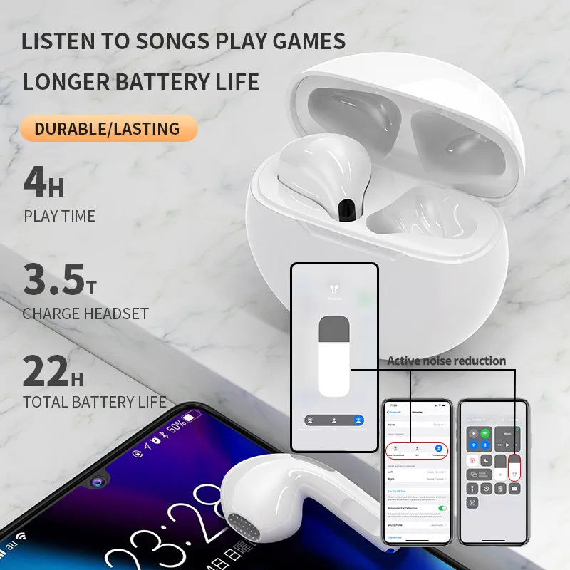 Original Pro6 tws Smart Touch Control Wireless Headphone Bluetooth 5.0 Earphones Sport Earbuds Music Headset For all smartphones