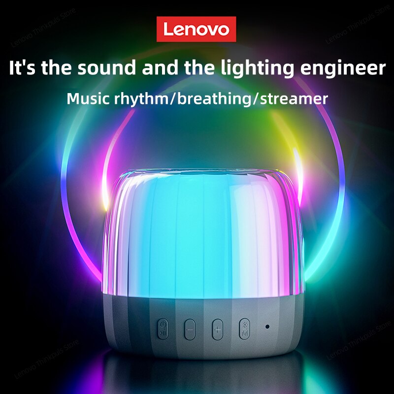 Original Lenovo K3 Plus Bluetooth 5.2 Speaker Subwoofer Portable Player RGB Light Speaker Waterproof USB Outdoor Loudspeaker