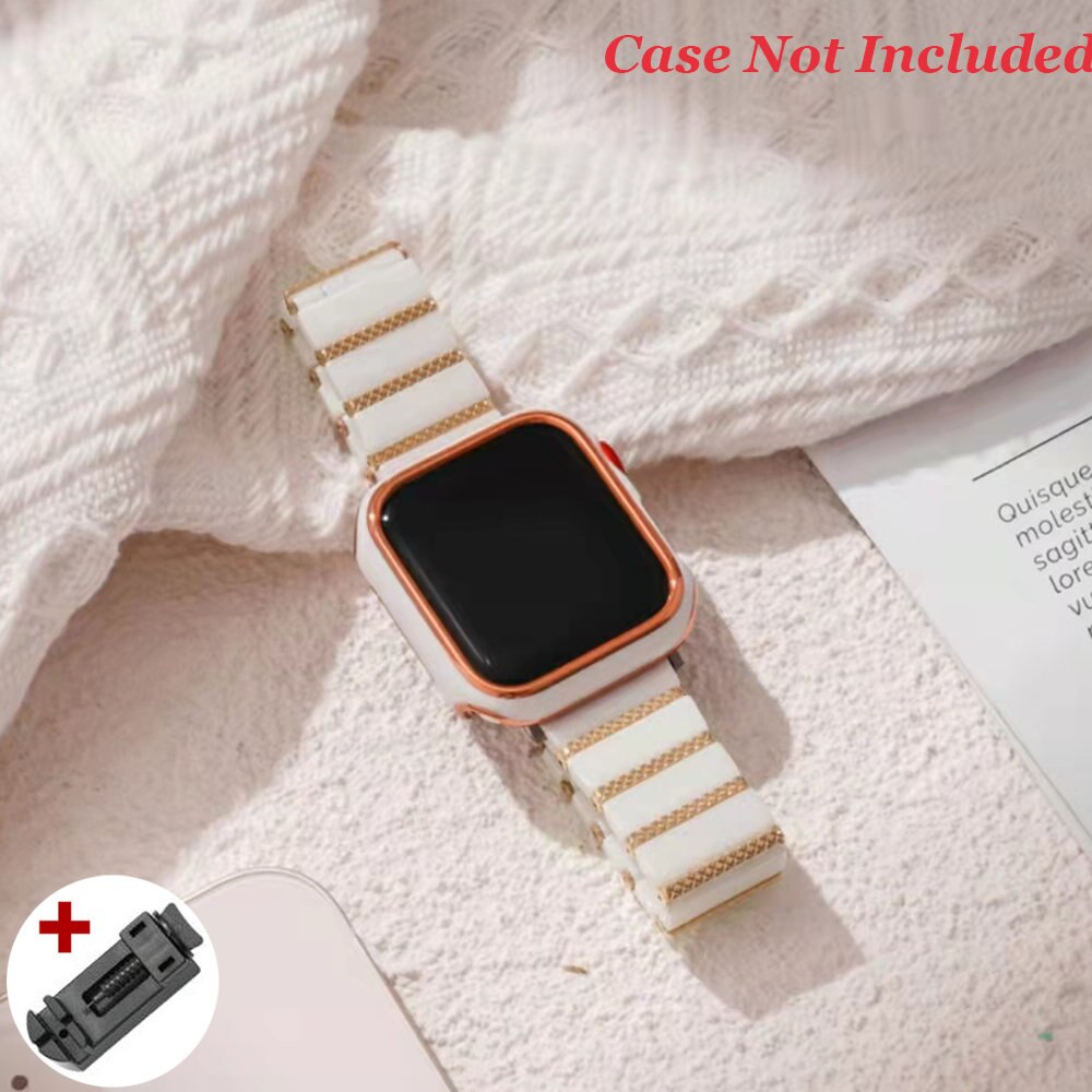 White Rose Gold Wristband for Watch Band 8 7 41mm 45mm Ultra 49mm High Quality Ceramic Strap for Iwatch Series 6 5 4 Se 40 44mm