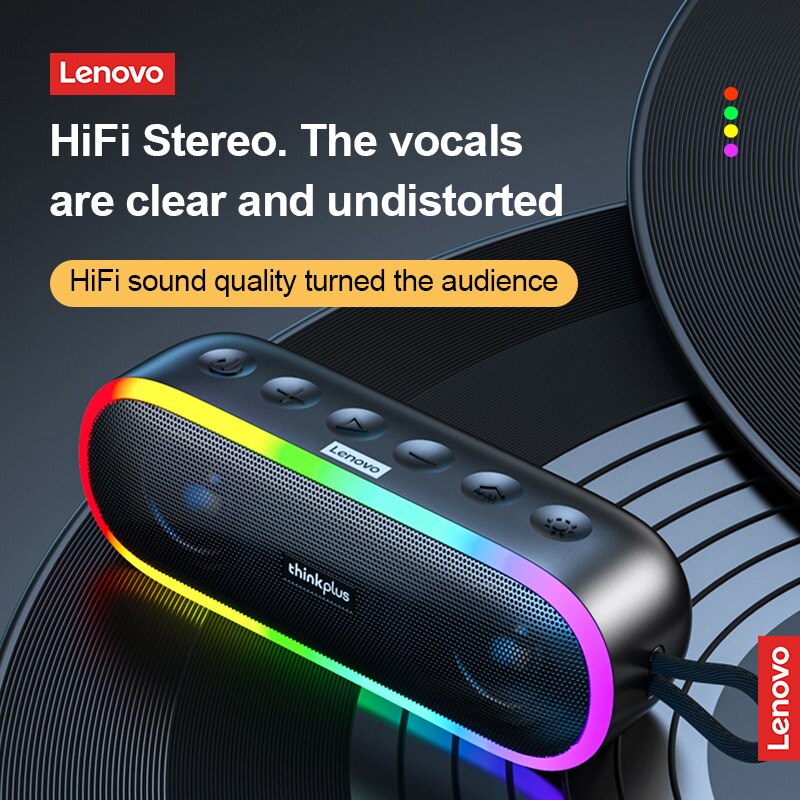 100% Original Lenovo K8 5.0 Wireless Bluetooth Speaker Portable Hifi LED Outdoor Loudspeaker Music Surround Bass Box Mic New