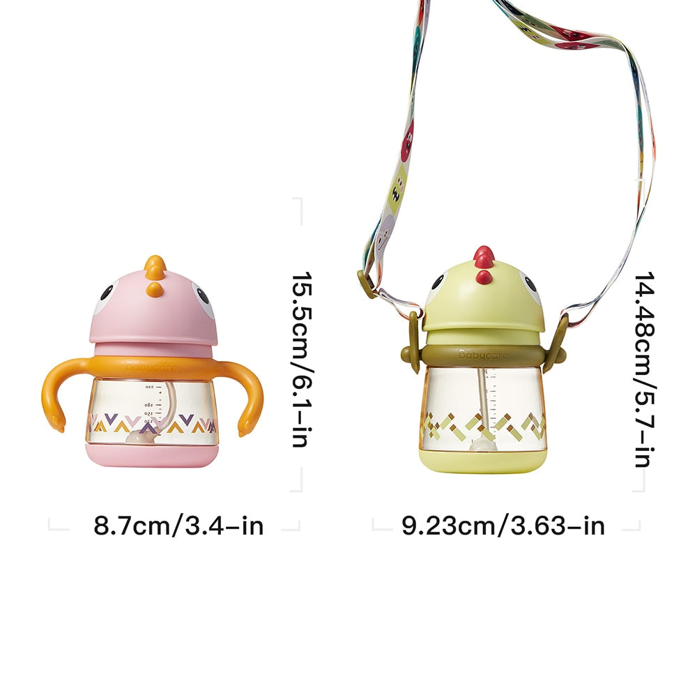 Bc Babycare 80/150/220/300ml Baby Straw Cups Kids Gravity Ball 360° Drinking Water Bottles Leak-proof Dinosaur Shape Handle Cup