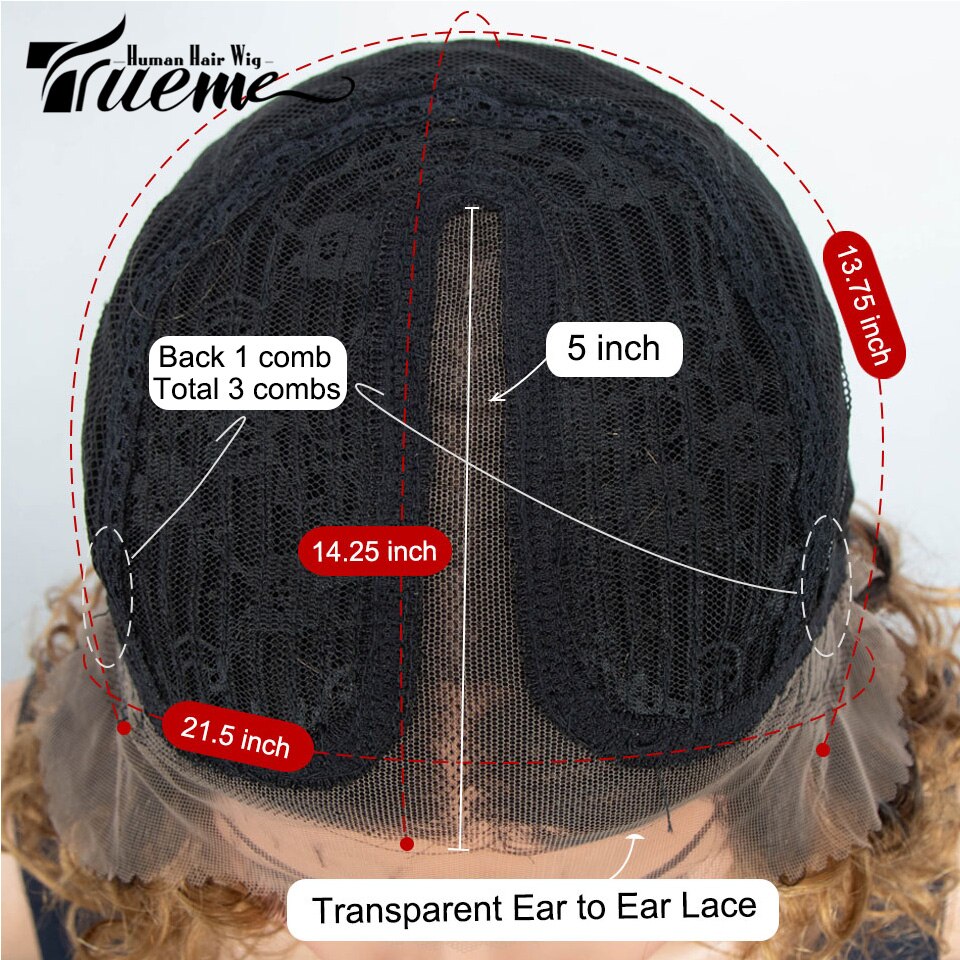 Trueme Curly Lace Front Human Hair Wigs Short Bob Brown Lace Front Wig For Women Colored Brazilian Water Wave Lace Human Wig