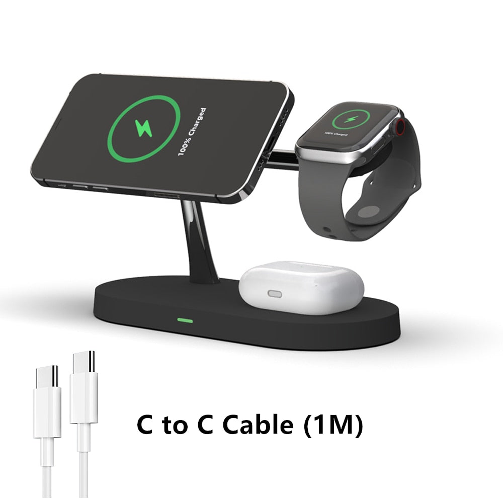 30W 3 in 1 Magnetic Wireless Charger Stand for iPhone 14 13 12 Pro Max Apple Watch 8 7 Airpods Induction Fast Charging Station