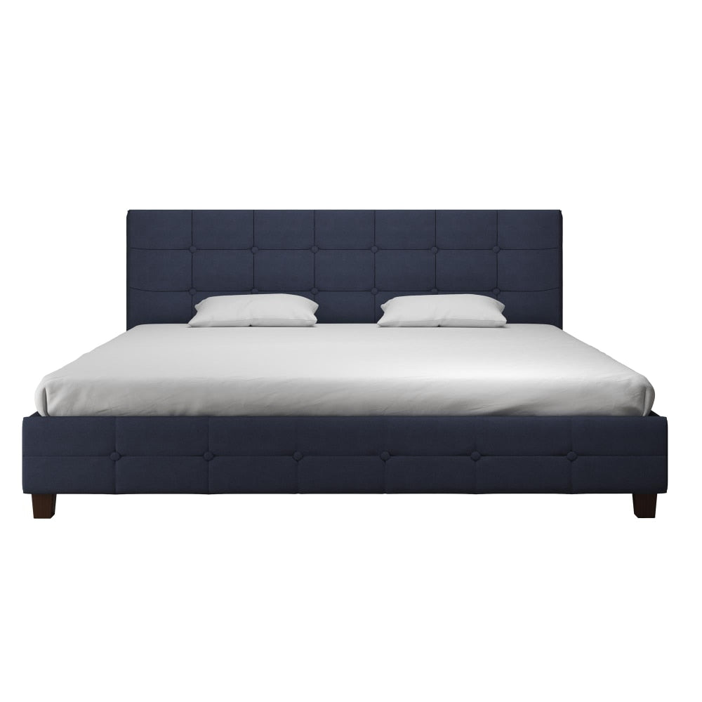 DHP Rose Tufted Upholstered Platform Bed Frame, King, Blue Linen