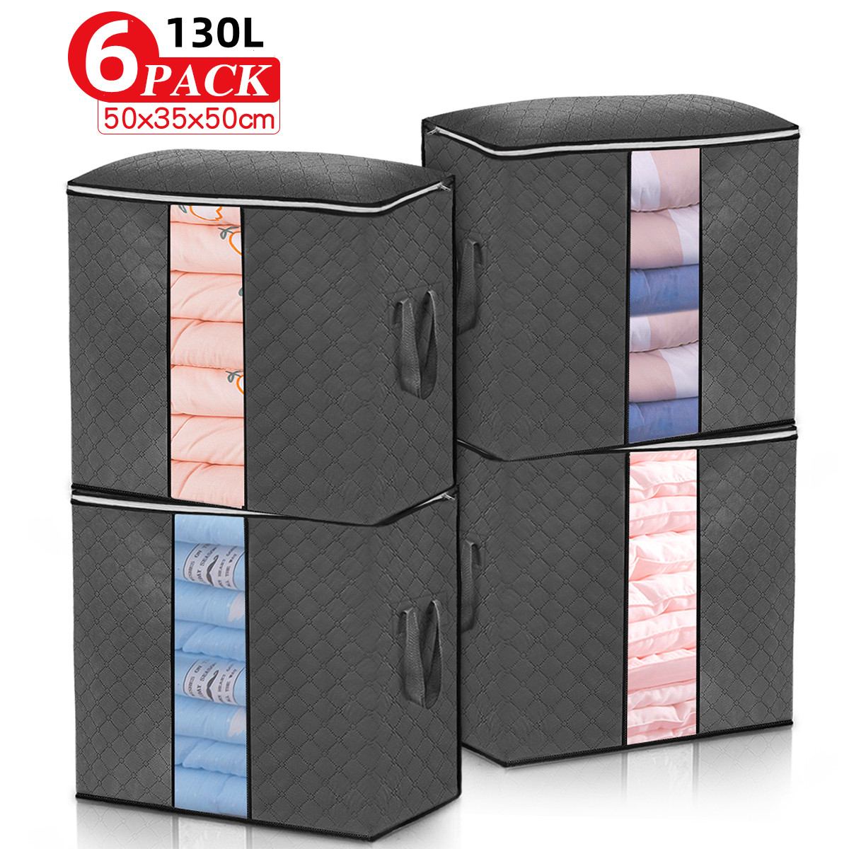 4/6pcs Non-Woven Clothes Storage Bag Folding Quilt Dust-Proof Cabinet Finishing Box Home Storage Supplies Space Bags Organizador