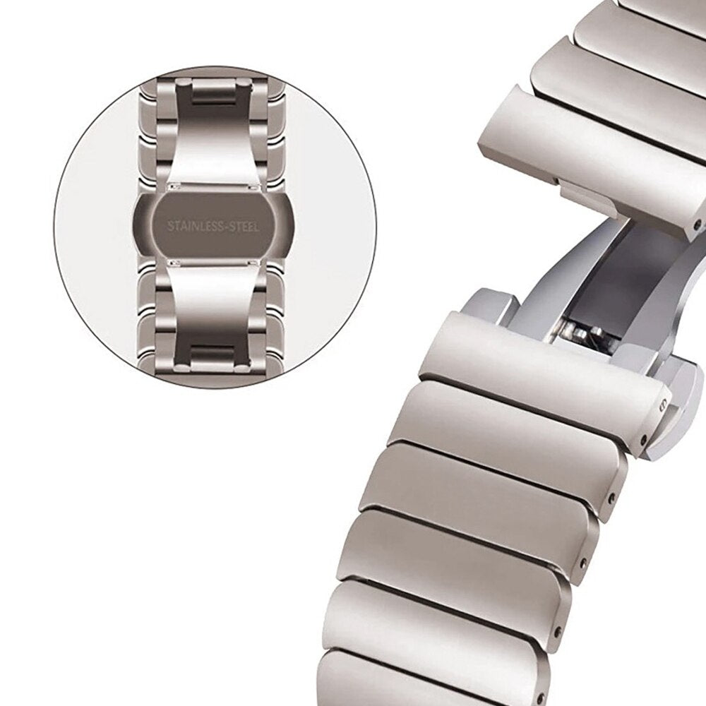 Stainless Steel Link Bracelet For Apple Watch Ultra 49mm TPU Case+Band 8 7 45mm 41mm Strap for iWatch 6 SE 5 4 3 42 44mm 38 40mm