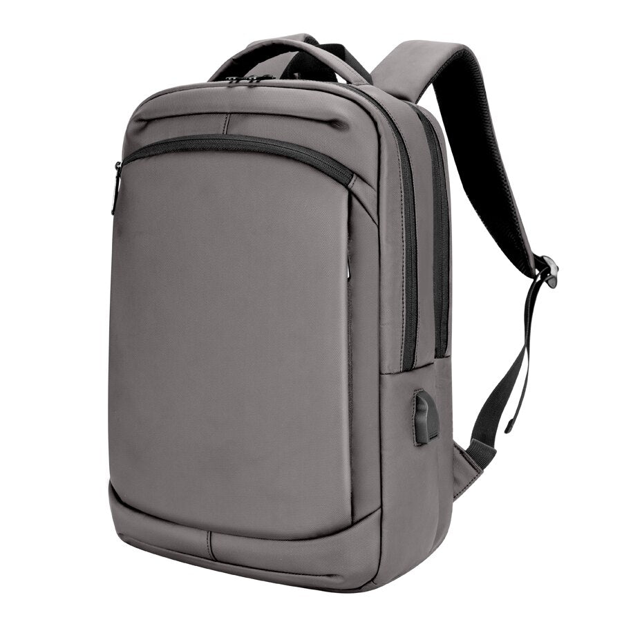 Quality PU Covered Black Gray High School Use 16.5 Inch Travel Business USB Laptop Backpack