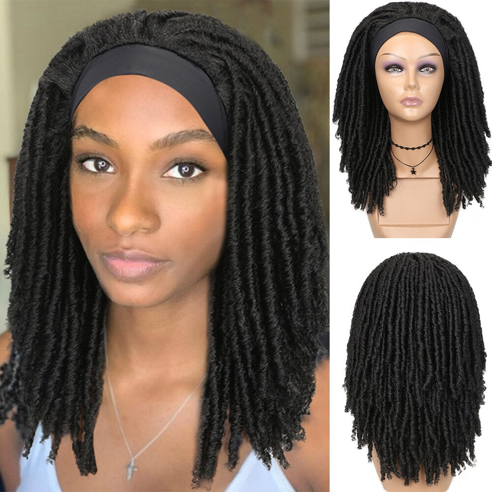 Fave Dreadlock Braided Headband Wigs Synthetic Goddess Faux Nu Locs Curly Wig Freetress Twist Crochet Hair For Black White Women