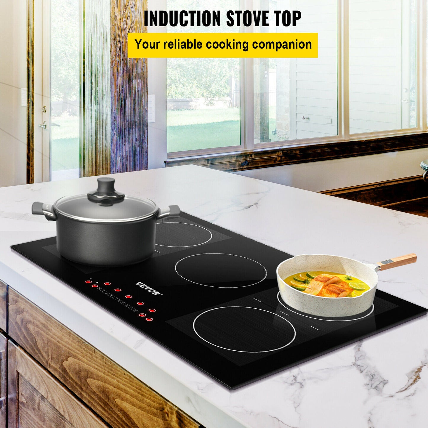 VEVOR 2/4/5 Burners Electric Induction Cooktop Stove Hob Built-in Burner Cooker Sensor Touch Control Magnetic Cooker Hot Plate