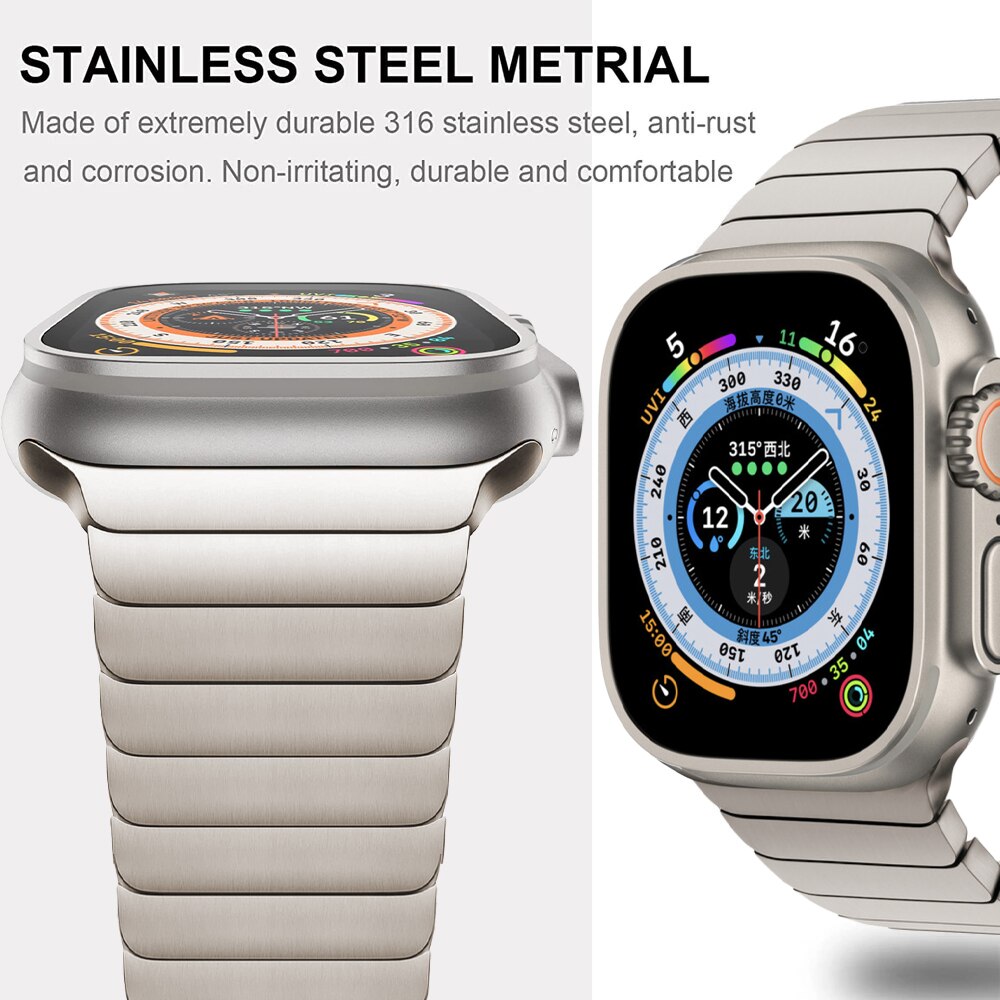 Stainless Steel Band For Apple Watch Ultra 49mm Bracelet 8 45mm 42MM 44mm Titanium Color Strap for iWatch Series 7 6 se 5 4 40mm