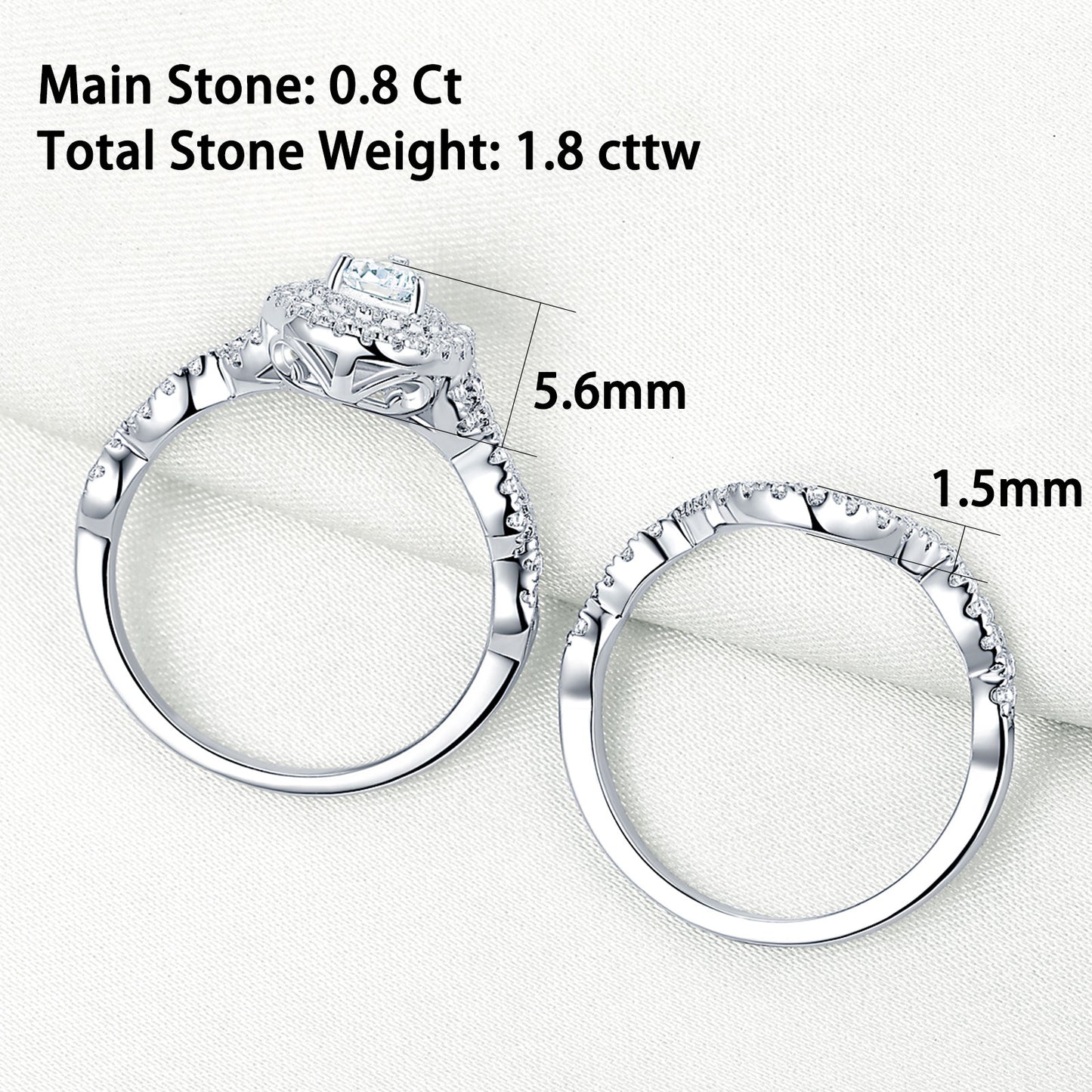 Newshe Halo Pear Cut AAAAA Cubic Zircon 925 Sterling Silver Infinity Engagement Rings For Women Wedding Band Bridal Ring Set