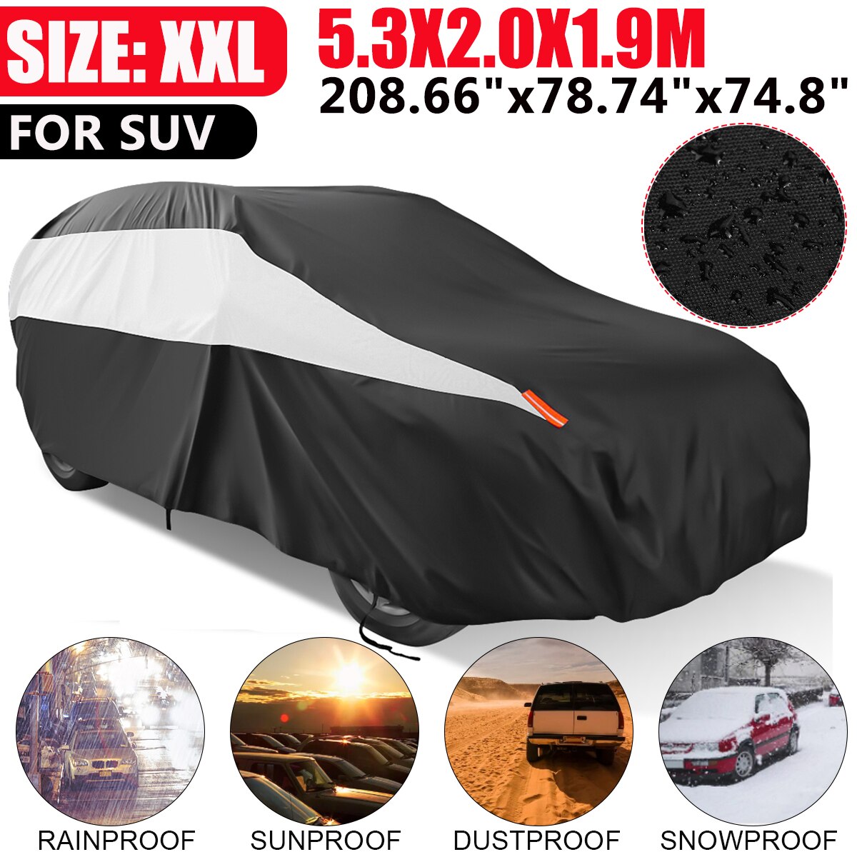 Universal Sedan Car Full Cover Outdoor Waterproof Snow-proof Dust-proof Anti-UV Protection Black Blue Full Cover 530/490cm 450cm