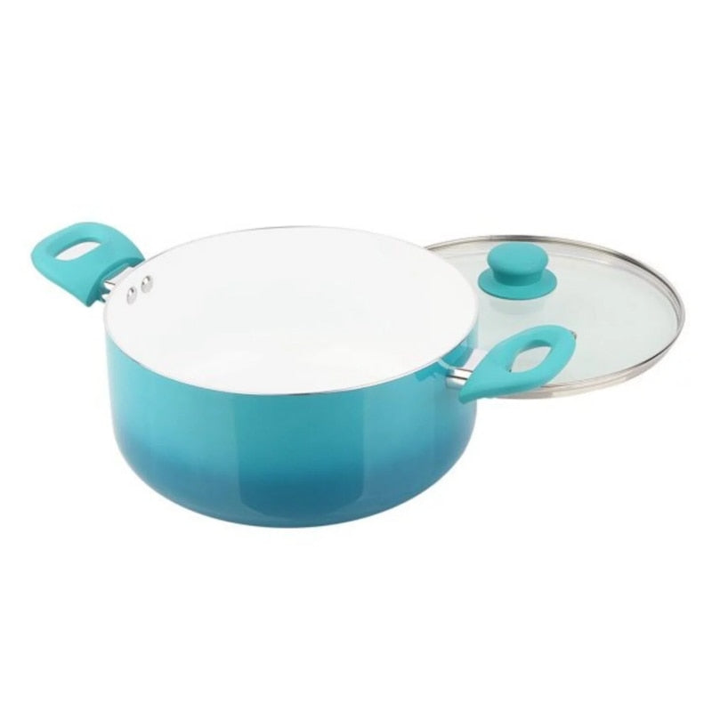 Ceramic Nonstick 12 Piece Cookware Set, Teal Ombre, Hand Wash Only  Pots and Pans