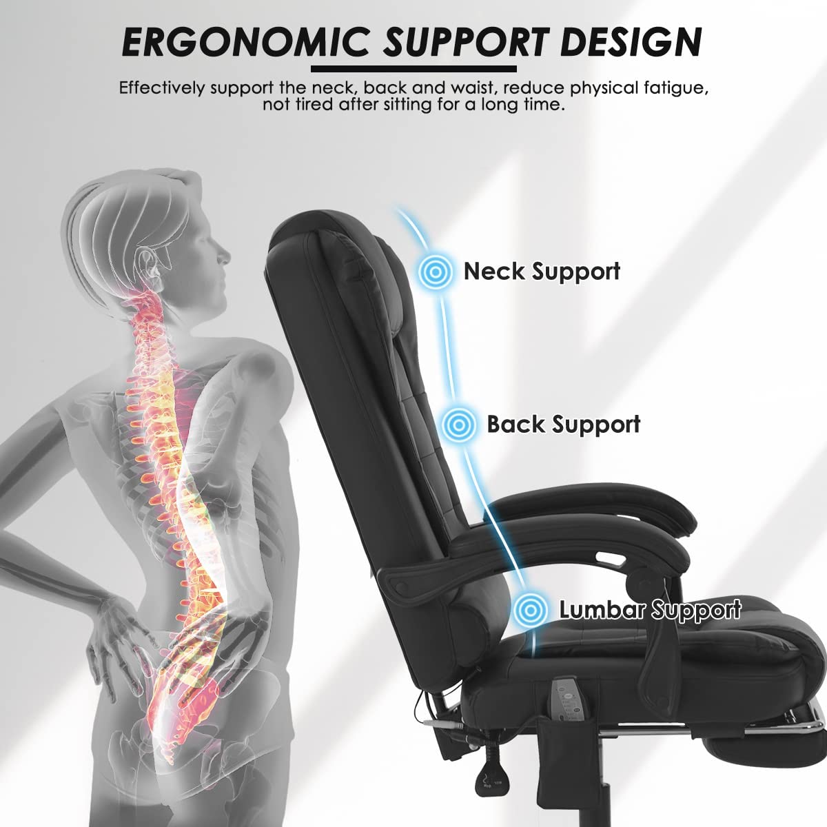 Hommpa Ergonomic Massage Office Chair with 7-Point Vibration Faux Leather High Back Executive Office Chair with Comfort Lumbar