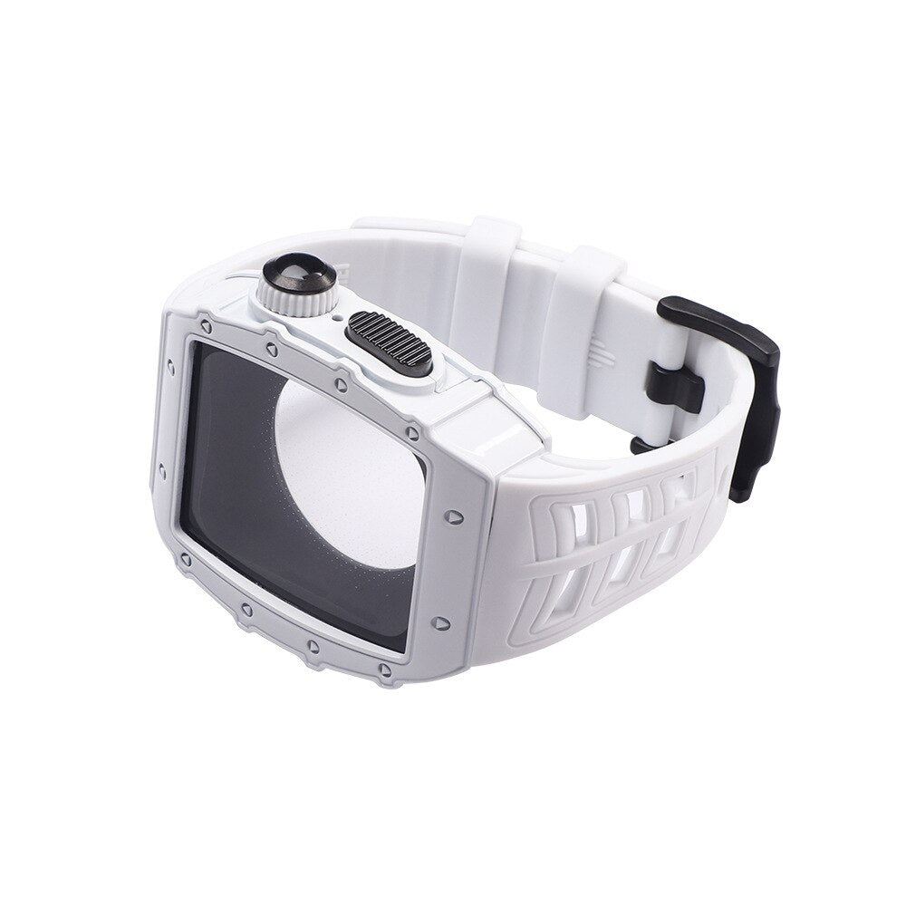 Luxury Stainless Steel Mod Kit For Apple Watch 8 7 6 5 4 SE Modification Strap For iWatch Series 41mm 45mm 40 44mm Rubber Band