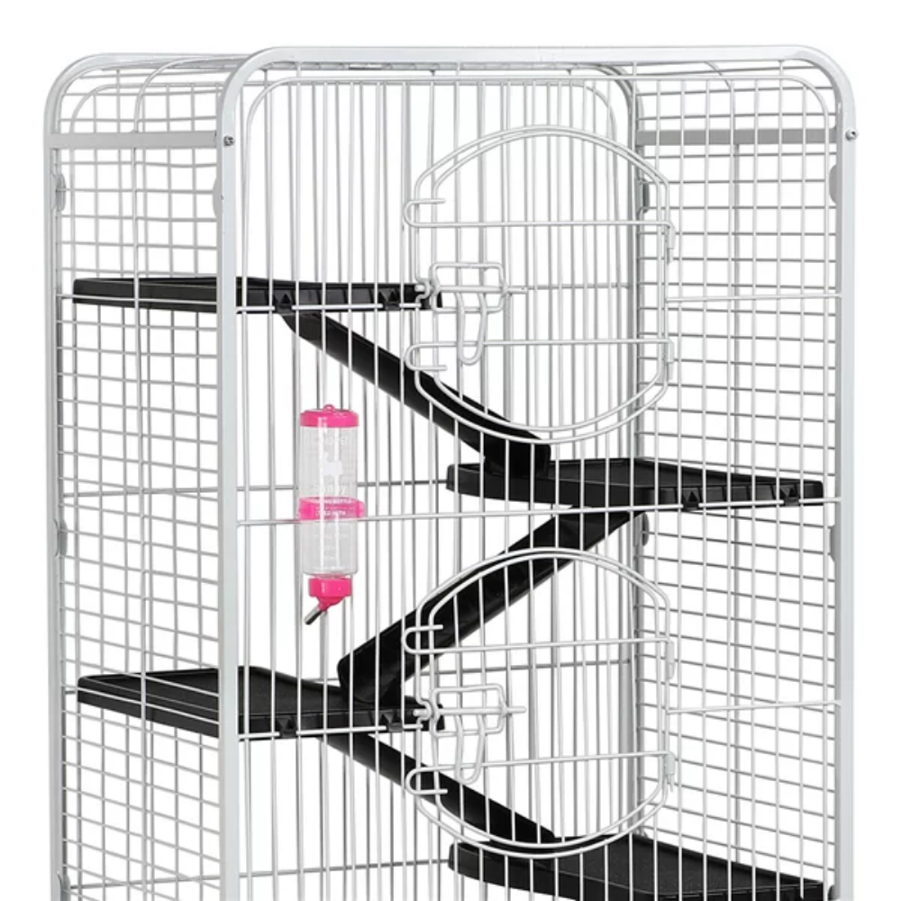 6 Level Large Metal Cat Cage with 3 Front Doors, Strong and Durable，White, 25.20 X 17.20 X 52.00 Inches