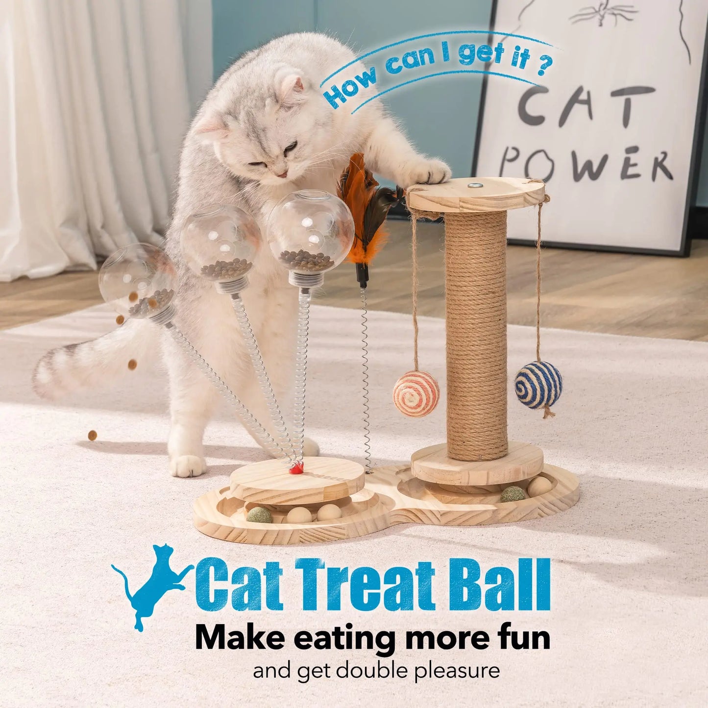 MEWOOFUN's Interactive Cat Toys Cat with Scratching Post Engage Your Indoor and Enrichment Toys Perfect for Kittens and Adult