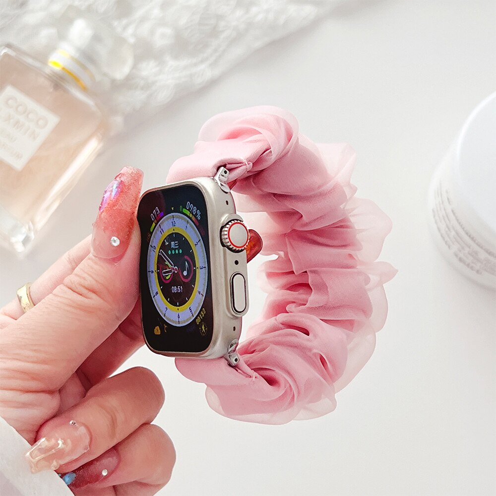 Scrunchie Strap for Apple Watch Band 40mm 41mm 42mm 44mm 45mm 38 49mm Fabric Solo Loop Bracelet for IWatch 8 7 6 5 4 SE 3 2 Band