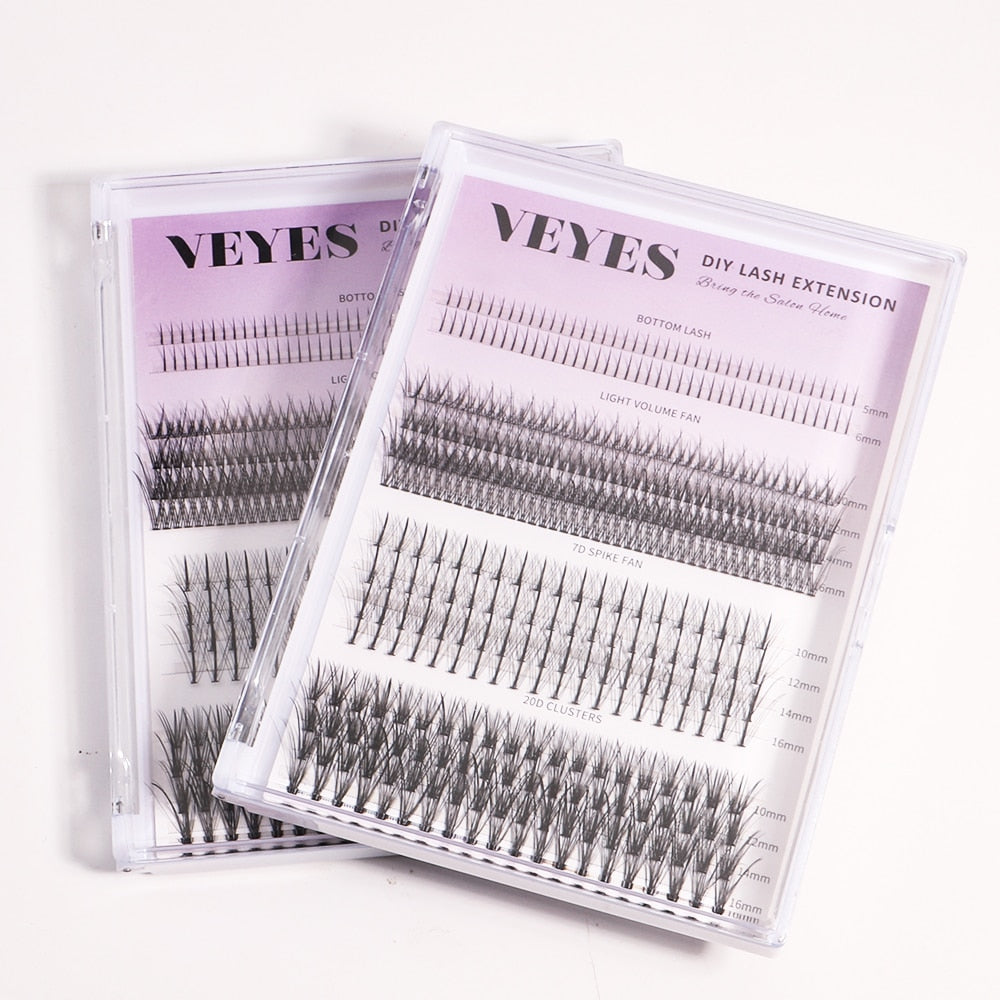 Veyes Inc DIY Eyelash Extension Veyelash Lower Lashes Spikes Eyelash 20D Fish Tail Cluster Eyelash Heat Bonded Cluster Lashes