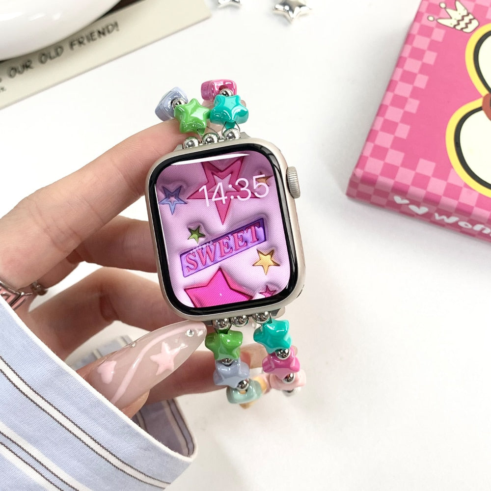 Colorful Woman Strap for Apple Watch Series 8 7 41mm 38mm 40mm Ultra 49mm 6 5 4 se 3 Star Bracelet for iwatch 42 44mm 45mm Band