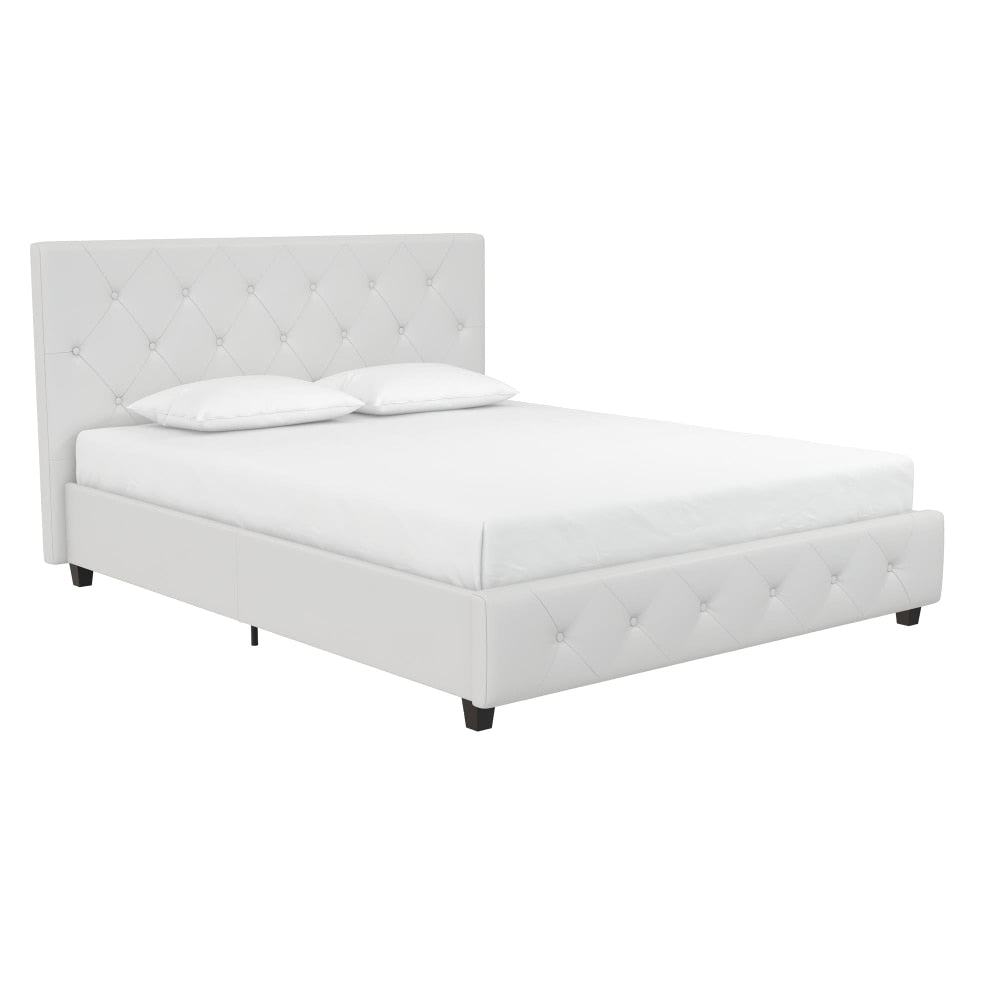 DHP Dakota Tufted Upholstered Platform Bed Frame, Queen, White Faux Leather