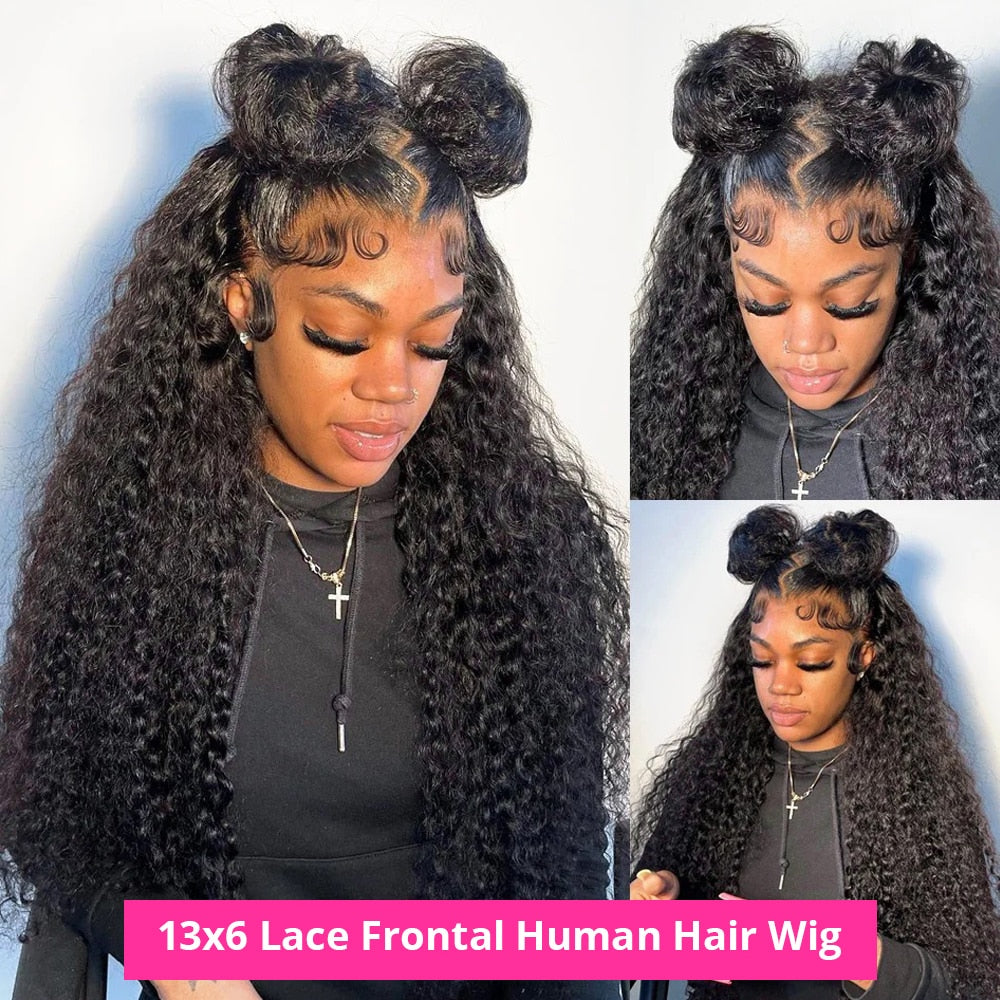 30Inch Loose Deep Wave Lace Frontal Wig 13x4/13x6 Transparent Curly Human Hair Wigs Lace Front Wig Water Wave Wigs For Women