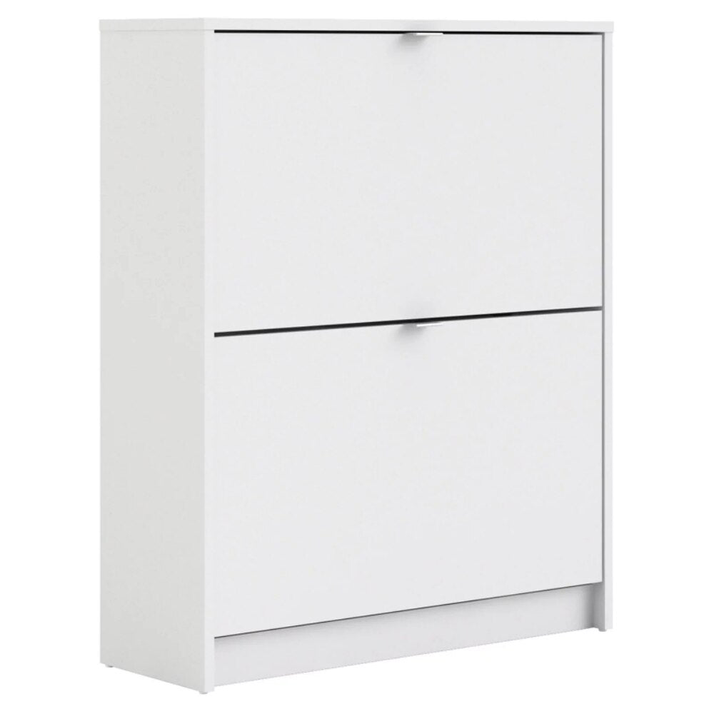 Shoe Cabinets Bright 2 Drawer Shoe Accent Cabinet, White Foil Finish Shoe Shelves Storage Rack