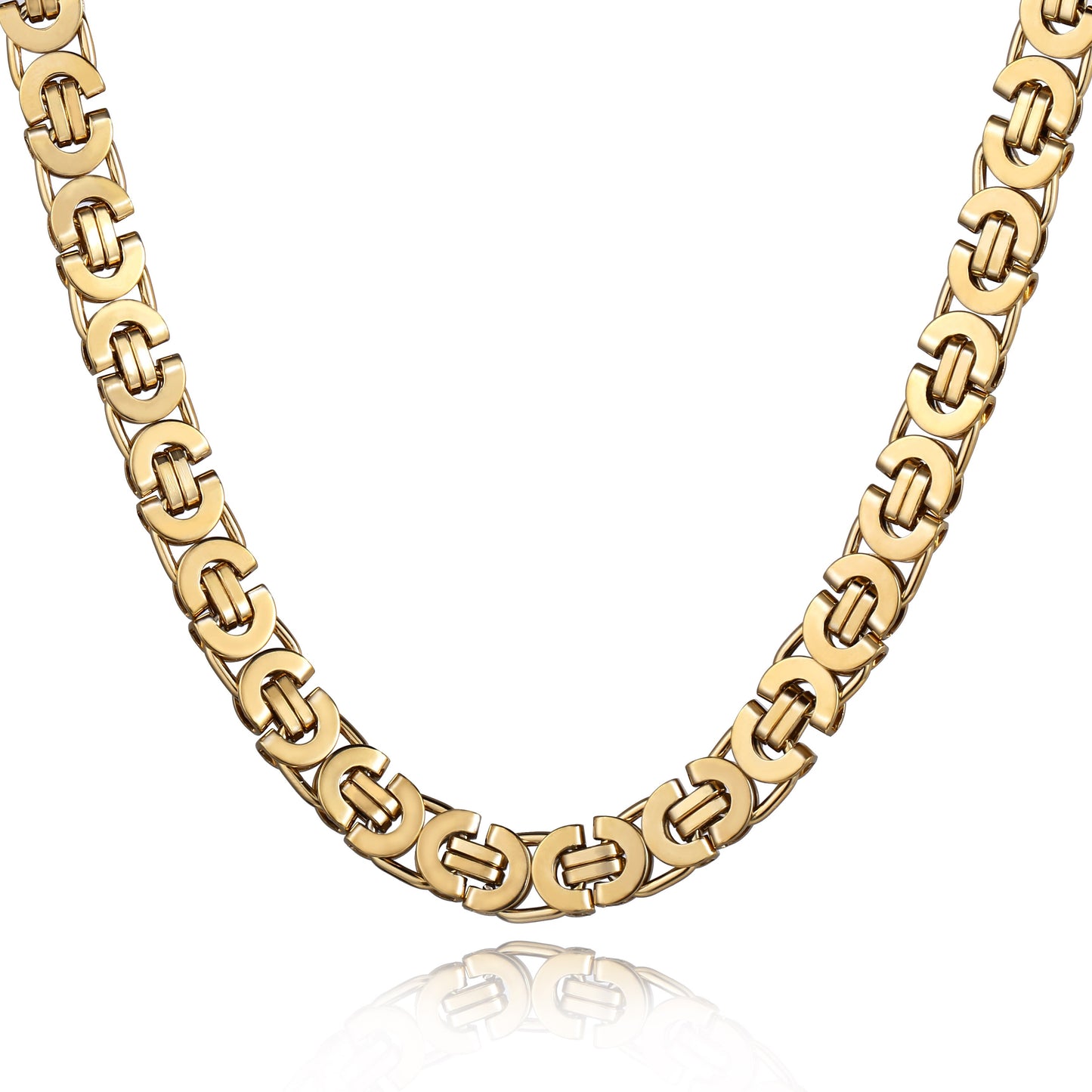 7mm High quality Flat Byzantine Link Necklace For Mens Boys Gold Color Stainless Steel Heavy Luxury Jewelry