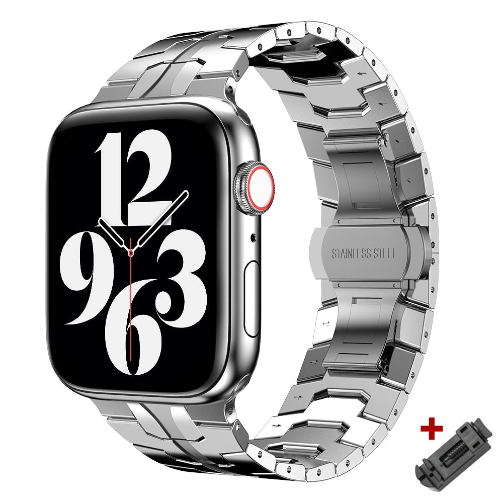 Luxury Stainless Steel Strap For Apple watch band 8 7 SE/6/5/4/3/2 38 42mm For iWatch 7 8 41mm 45mm Ultra 49mm Business Bracelet