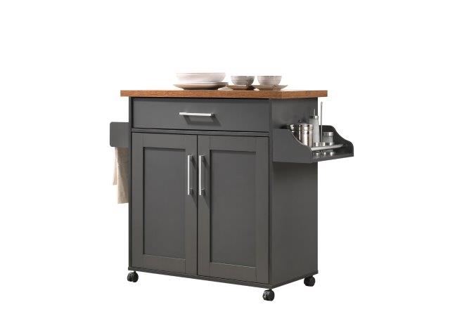 Hodedah Kitchen Cart with Spice Rack plus Towel Holder