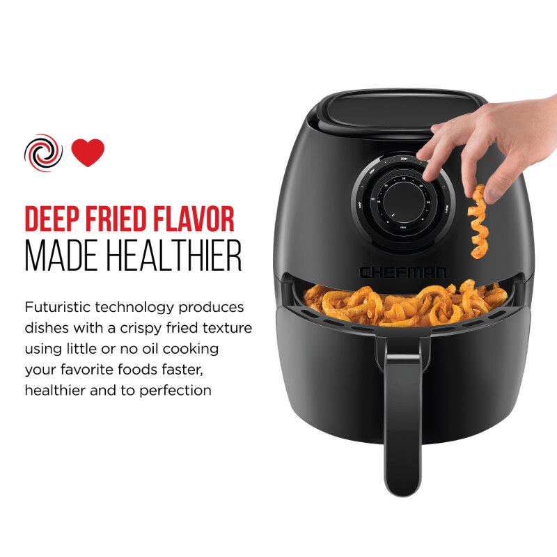 Chefman TurboFry 3.6-Quart Air Fryer, Dishwasher Safe Basket, 60 Minute Timer, BPA-Free, Matte Black air fryers