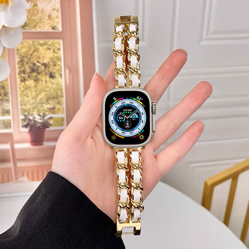 Luxury Women Wristband for Apple Watch Band 8 Ultra 49mm Strap for iwatch 7 8 41mm 45mm SE 6 5 4 3 38/42mm 44 40mm Bracelet Lady