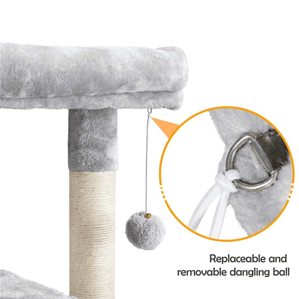 SMILE MART 51.5&quot; Cat Tree with Climbing Hole and Condo, Light Gray