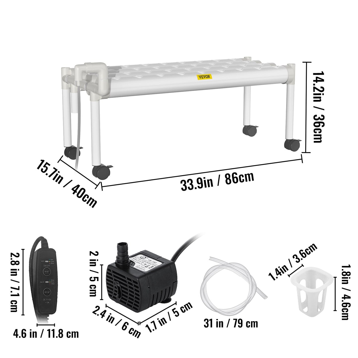 VEVOR Hydroponic Grow Kit Hydroponics System 36/54/72/90/108 Sites 1/2/3/4 Layers 4/6/8/10/12 Pipes Vegetables Lawn &amp; Garden