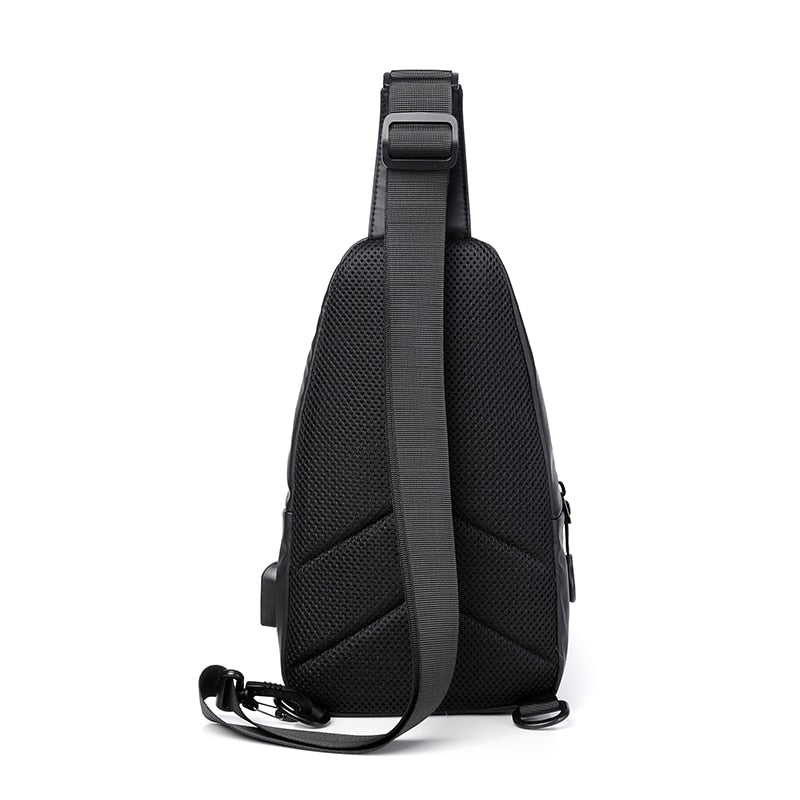 Men's Waterproof Fabric Anti-wrinkle Chest Bag Usb Fashion Simple Commuter Shoulder Bag Outdoor Large Capacity Crossbody Bag