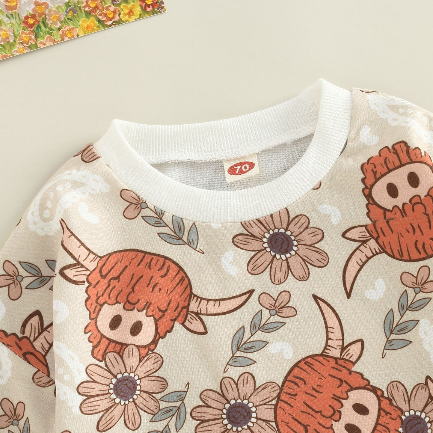 2022-07-22 Lioraitiin 0-24M Newborn Baby Girl Boy Autumn Bodysuit Long Sleeve Cartoon Cow Head Cactus/Floral Print Jumpsuit