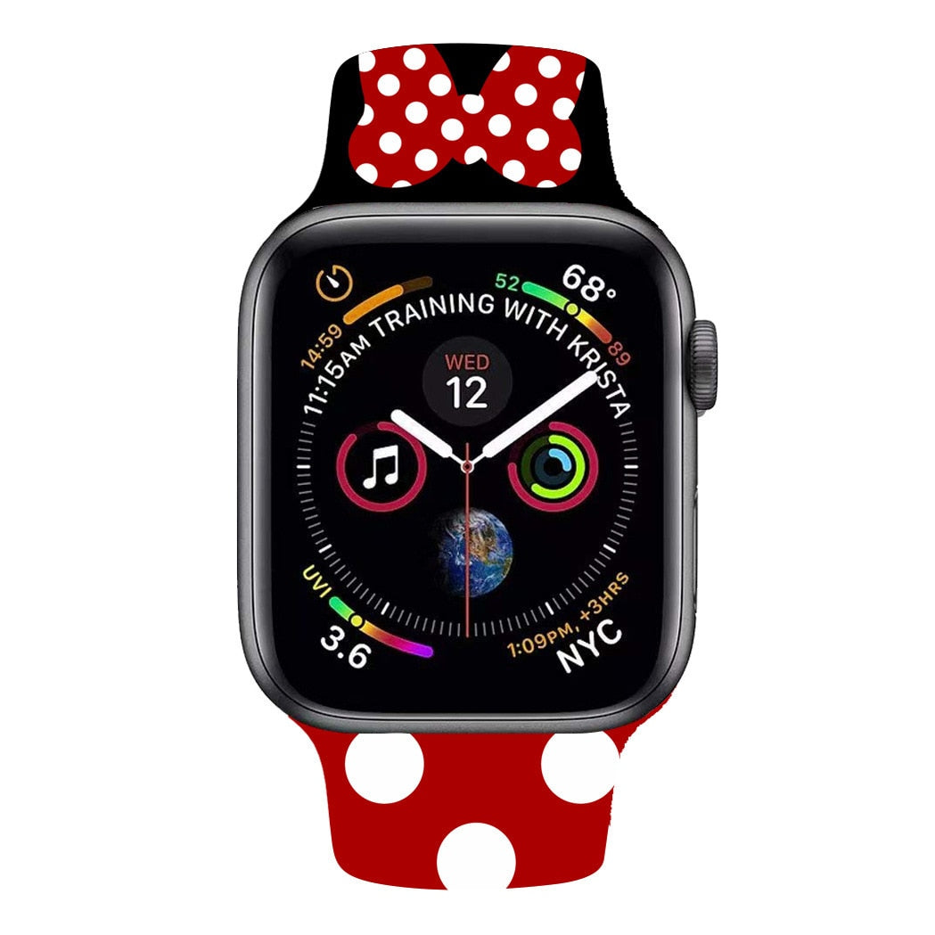 Cartoon Printing Bracelet for Apple Watch Band 44 40 41 45 38 42MM Belt for iWatch Series 7 6 SE 5 4 2 Girls Silicone Cute Strap