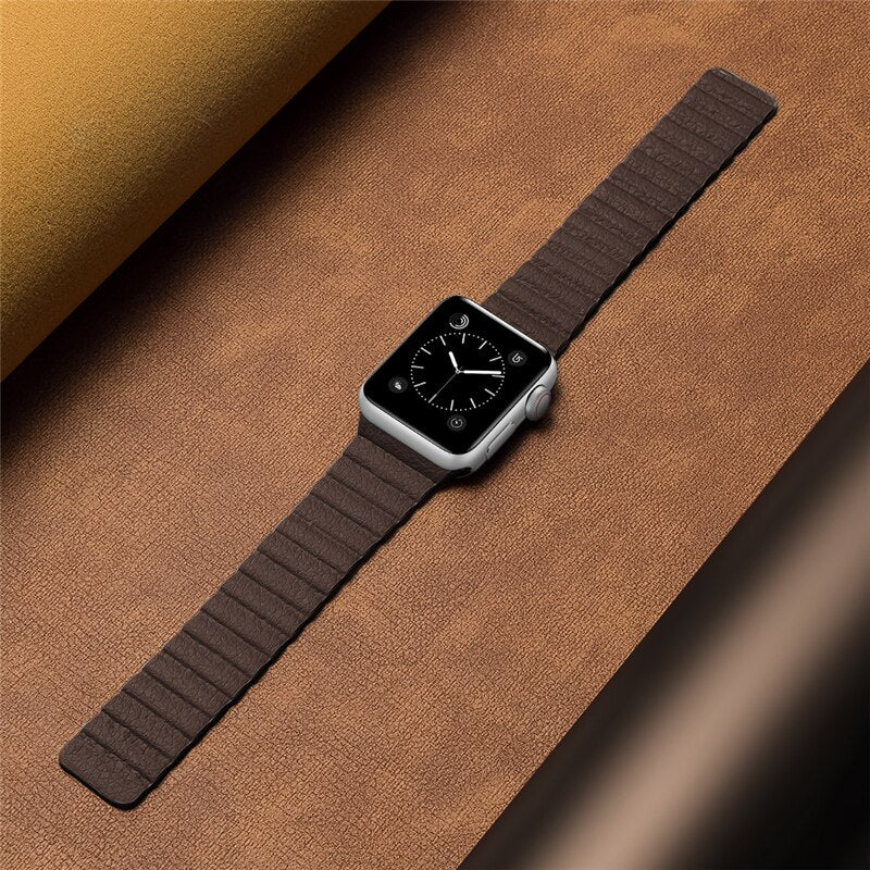 Leather band For apple watch Ultra 49mm for iWatch series 6 se 5 4 44 40mm 42mm loop for apple watch 8 7 41 45mm Magnetic strap